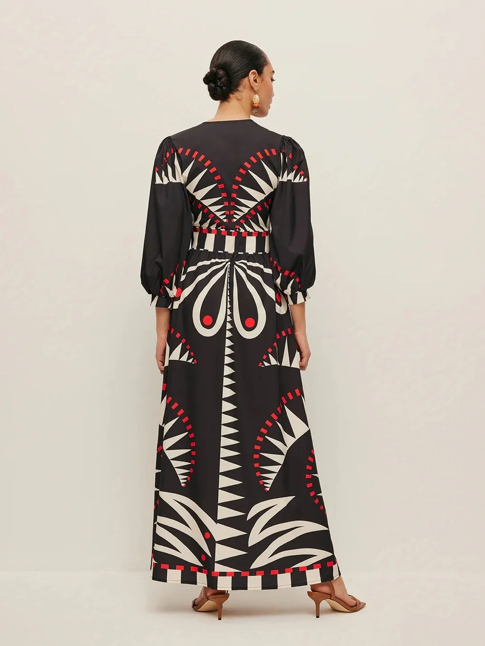 COMMENSE Boho Print V-Neck Split Dress - size Medium - Picture 7 of 8